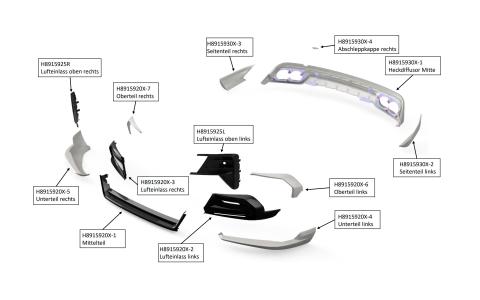 HEICO SPORTIV XC90 ab MY26 - Explosionszeichnung Bodykit (1)