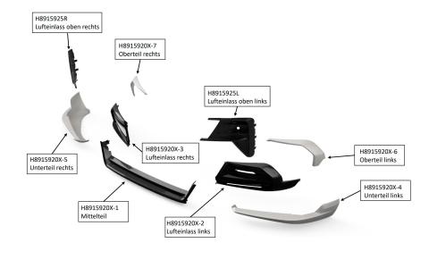 HEICO SPORTIV XC90 ab MY26 - Explosionszeichnung Frontspoiler (1)